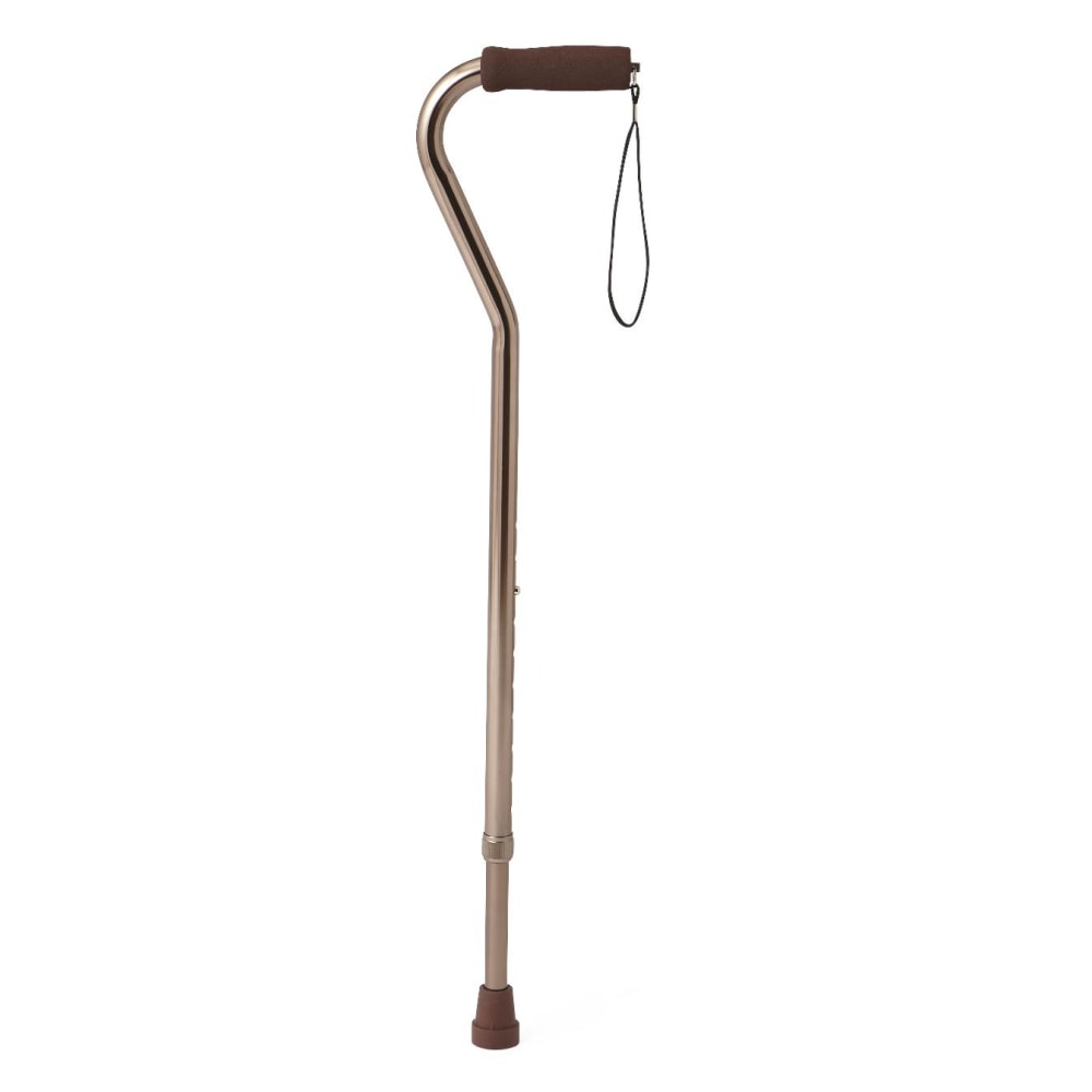 Medline Adjustable Aluminum Offset-Handle Cane, 29in - 38in, Bronze