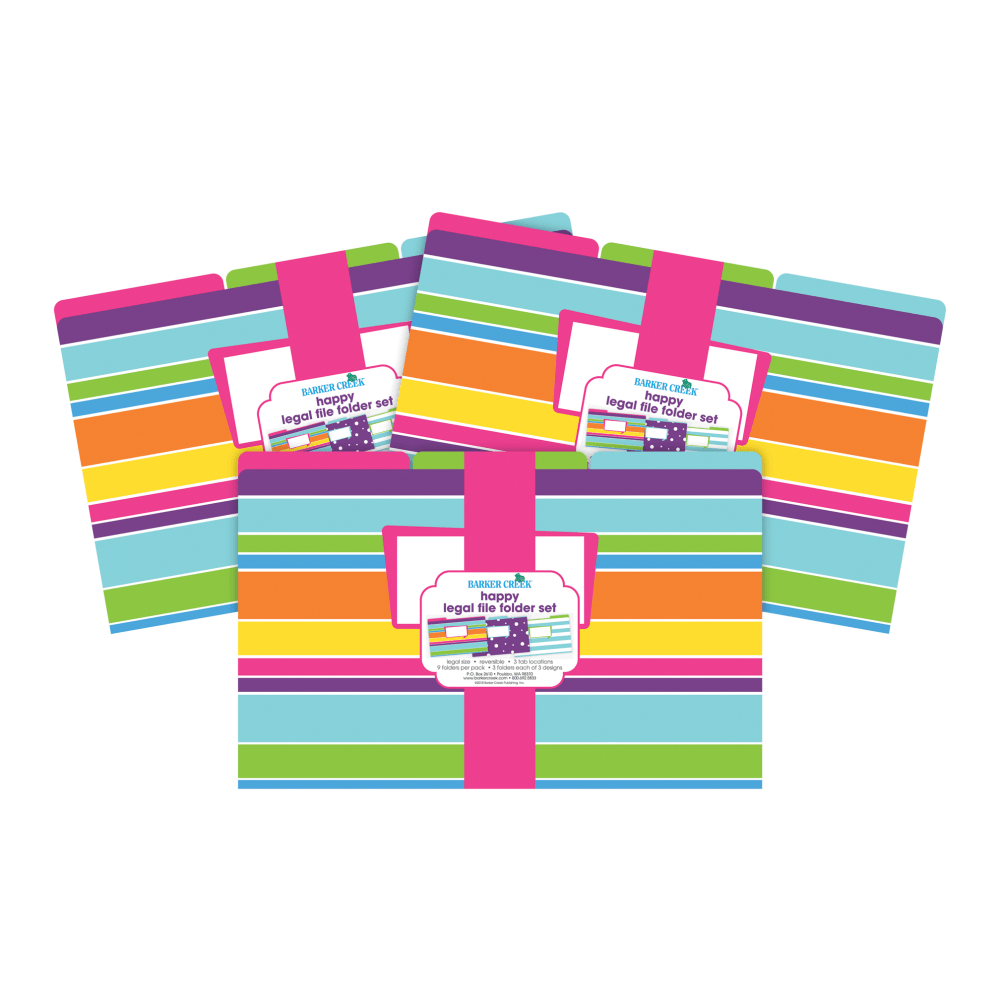 Barker Creek On Point File Folders, Legal Size, Happy, Pack Of 27