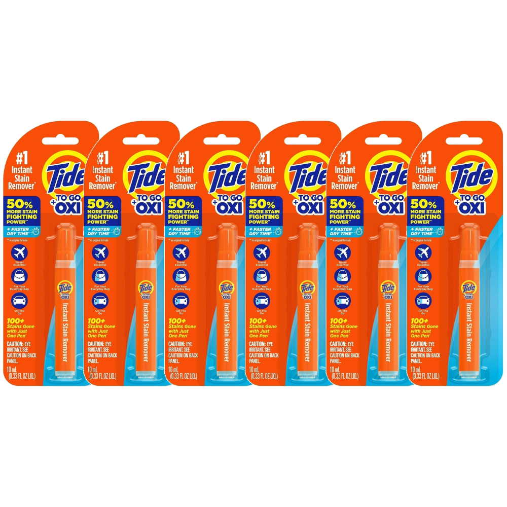 Tide To Go Stain Remover Pens, 0.34 Oz, Carton Of 6 Pens