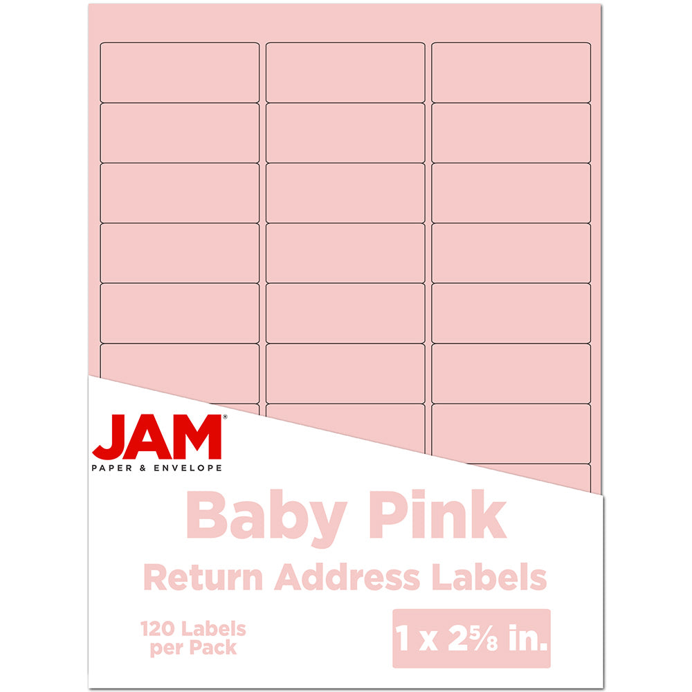 JAM Paper Mailing Address Labels, Rectangle, 2 5/8in x 1in, Baby Pink, Pack Of 120