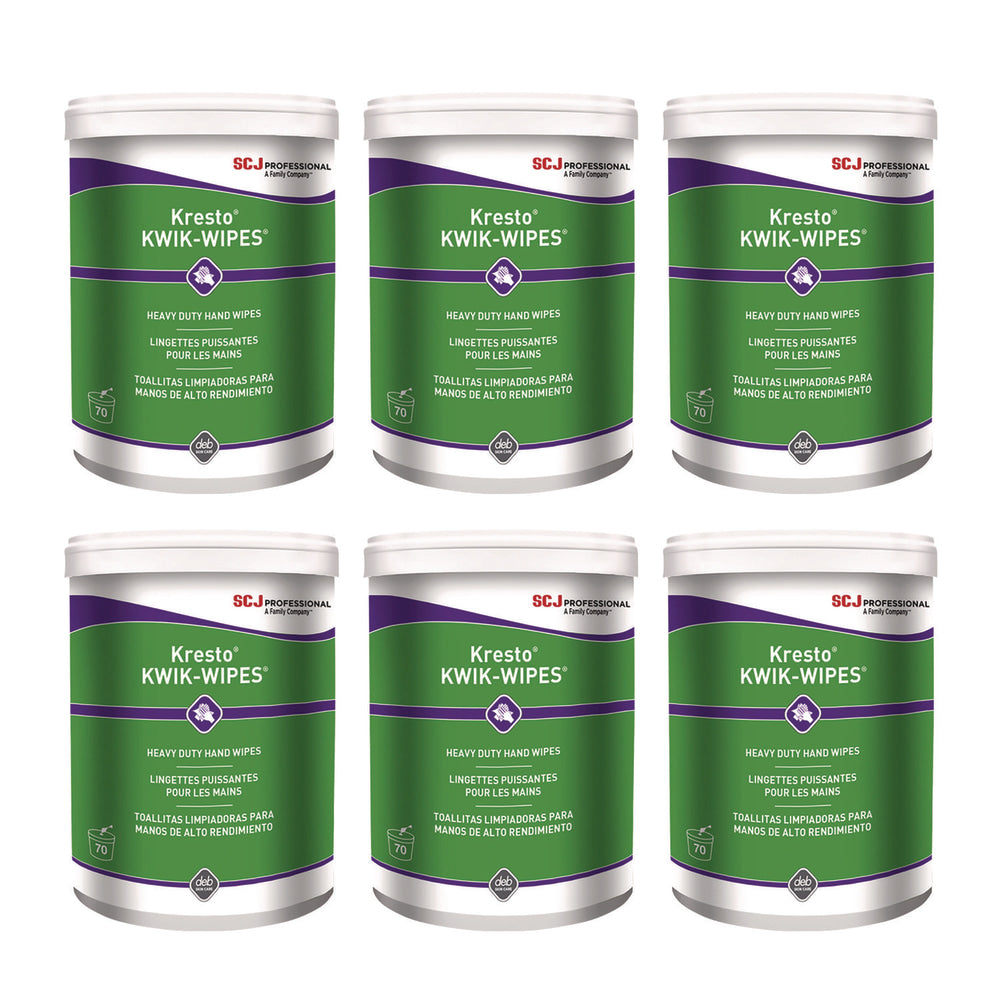 SC Johnson Professional Kresto KWIK-WIPES, Cloth, 1-Ply, 7.9 x 5.7, Citrus, White, 70/Pack, 6 Packs/Carton