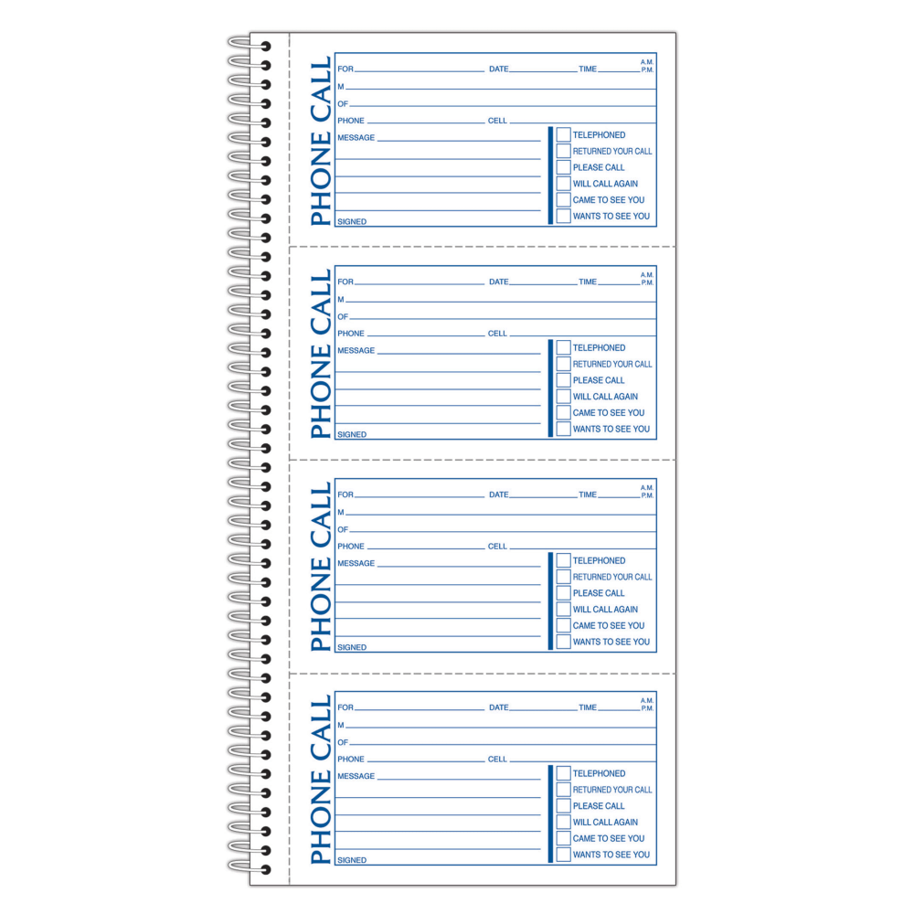 Adams Phone Message Books, 11in x 5 1/2in, 100 Pages, White/Canary Yellow, Pack Of 2