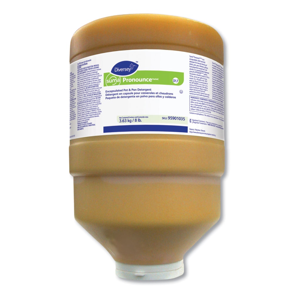 Diversey Suma Pronounce D1.7 Encapsulated Pot/Pan Detergent, Citrus, 3.63 kg Bottle, 2/Carton