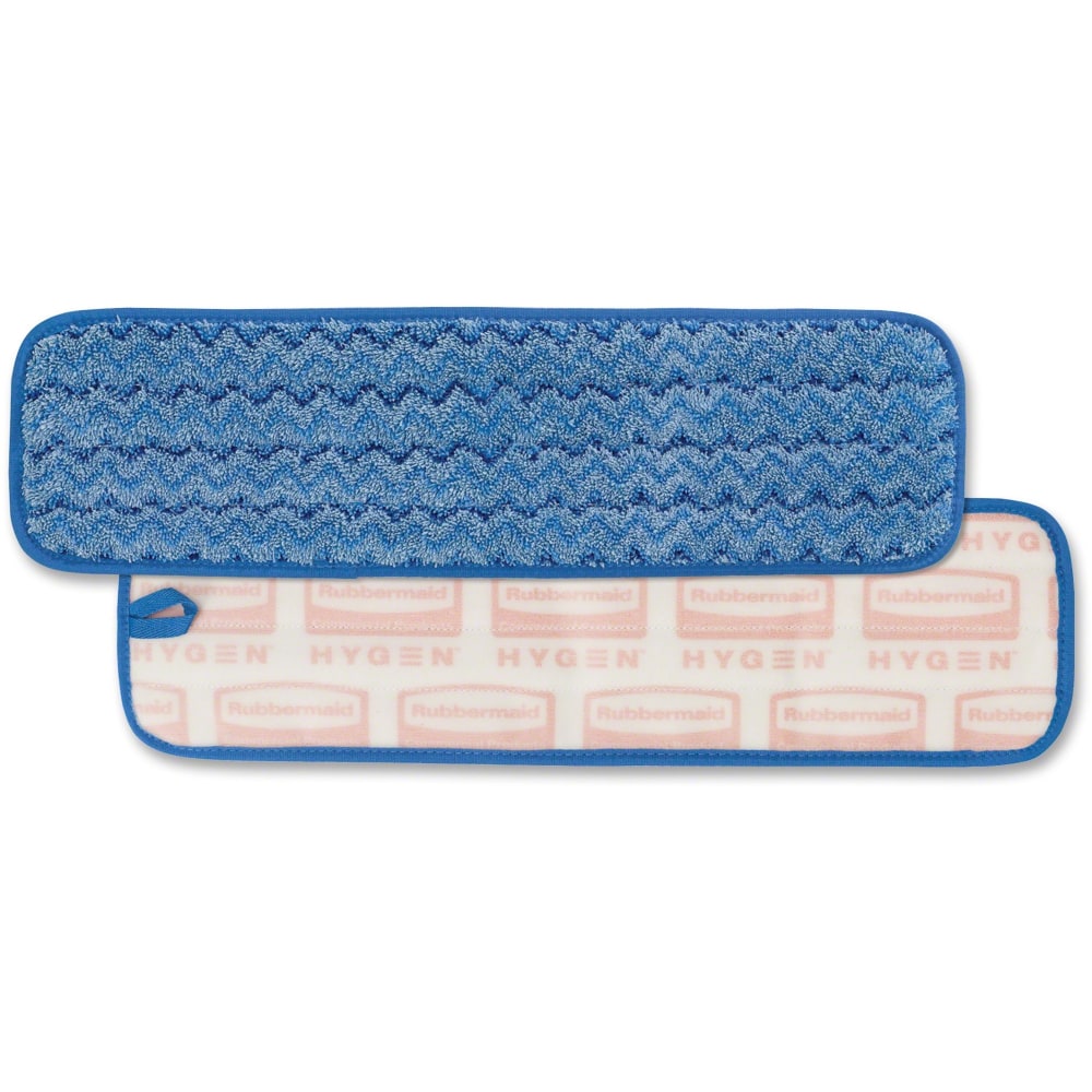 Rubbermaid Commercial Hygen 18in Microfiber Wet Pad - 5.2in Width x 18in Length - Durable - MicroFiber - Blue - 1 Each