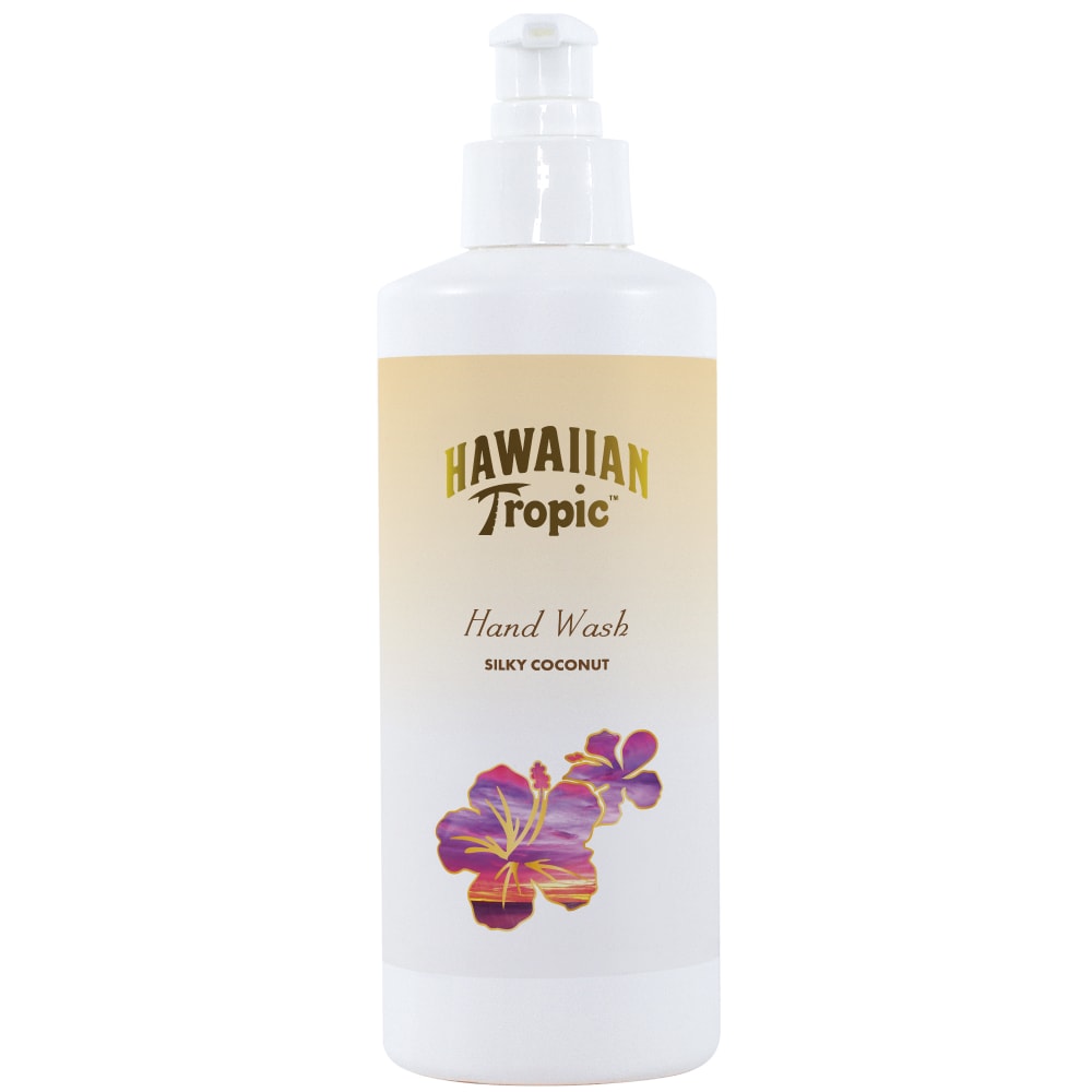 Hawaiian Tropic Liquid Hand Wash, Silky Coconut, 12.8 Fl Oz, Purple/Gold/Sand/Brown/White, Case Of 40 Bottles