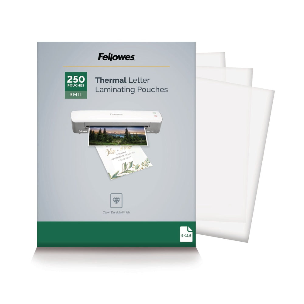 Fellowes Thermal Laminating Pouches, Letter Size, 3 Mil, 9in x 11-1/2in, Ultra-Clear, Pack of 250 Pouches