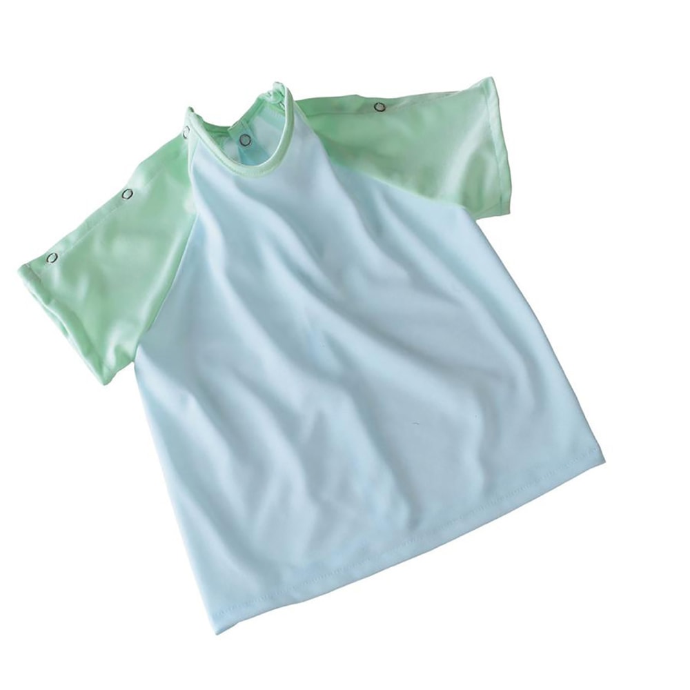 Medline Infant IV Gowns, 0 - 12 Months, Metal Snaps, Blue/Green, Pack Of 12
