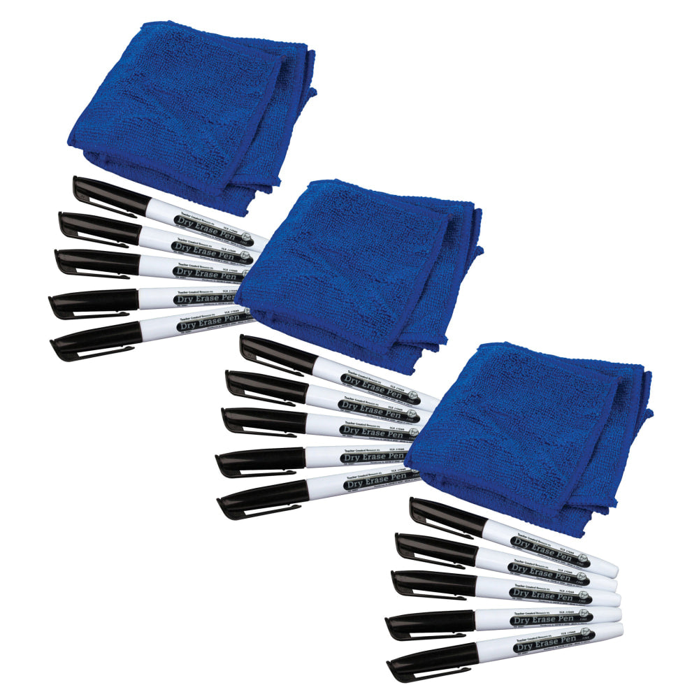 Teacher Created Resources Dry Erase Pens & Microfiber Towels, 5 Sets Per Pack, Set Of 3 Packs