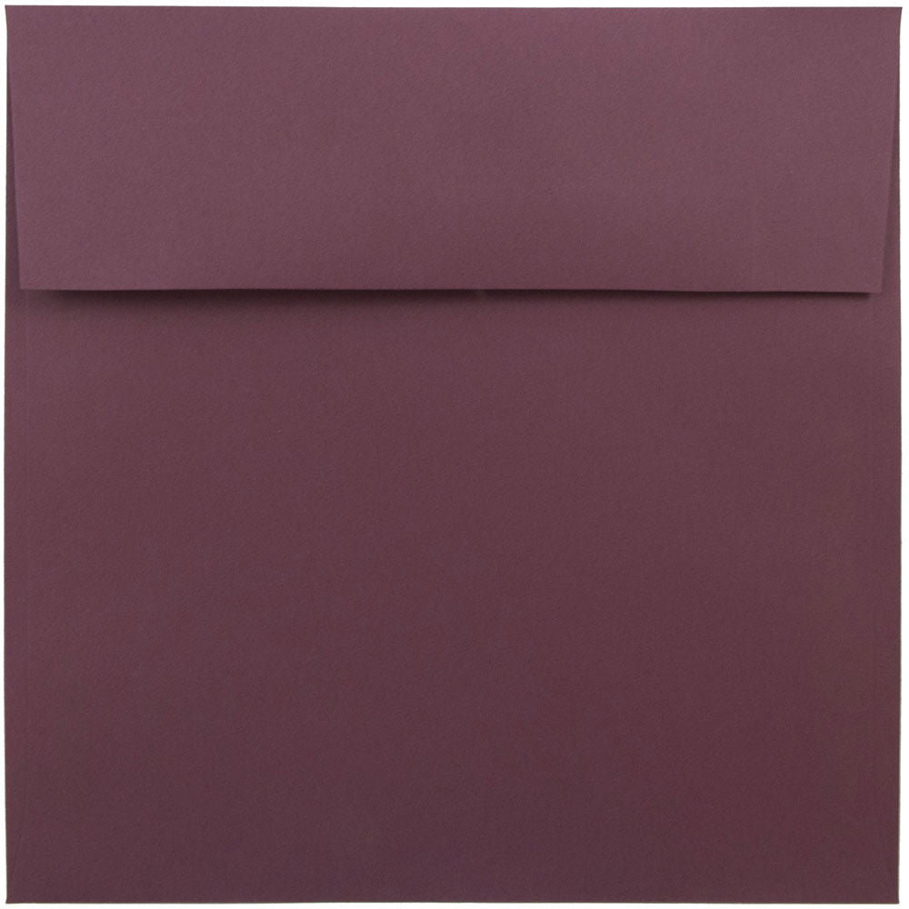 JAM Paper Color Square Invitation Envelopes, 8 1/2in x 8 1/2in, Gummed Seal, Burgundy, Pack Of 25