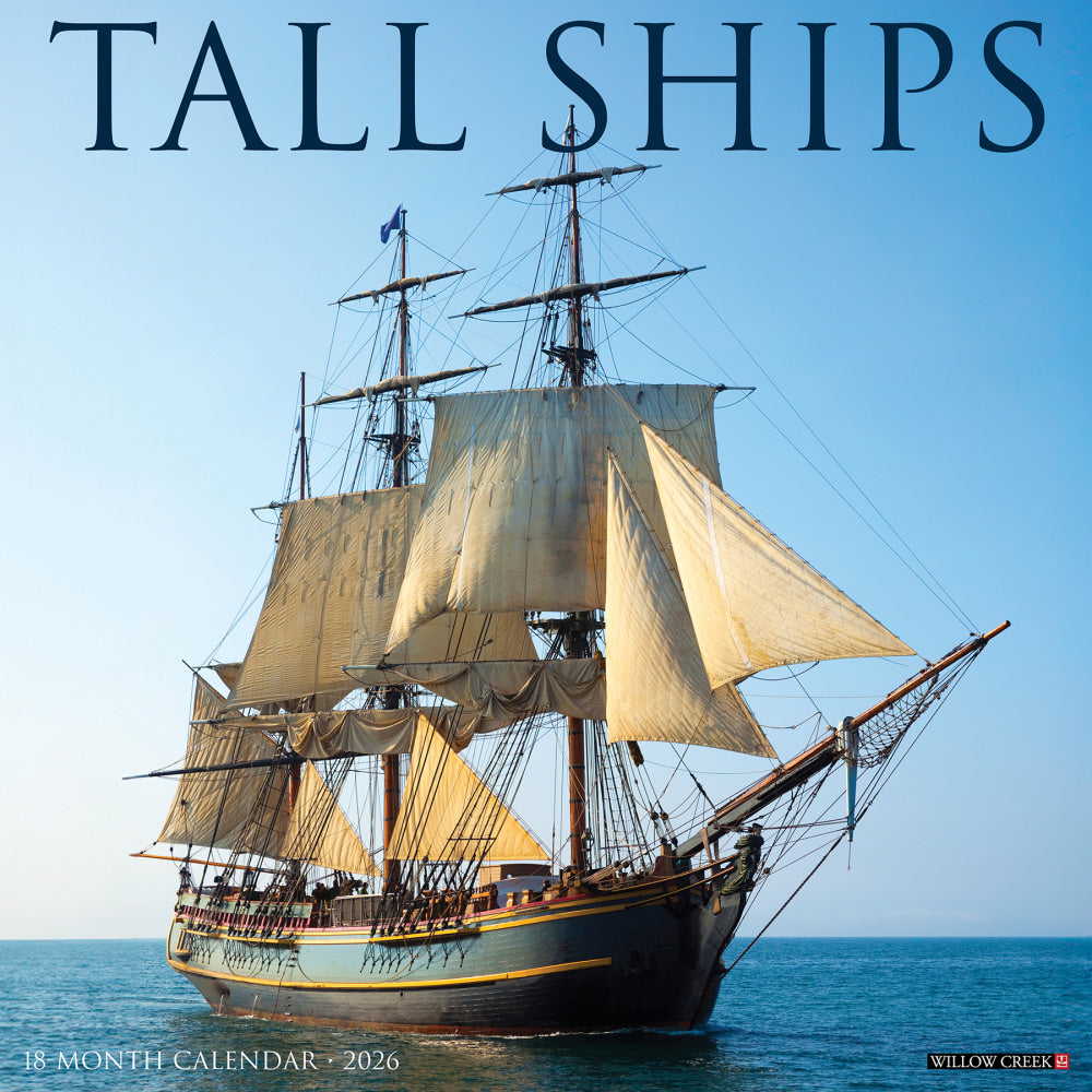 2026 Willow Creek Press Scenic Monthly Wall Calendar, 12in x 12in, Tall Ships, January To December, 52945