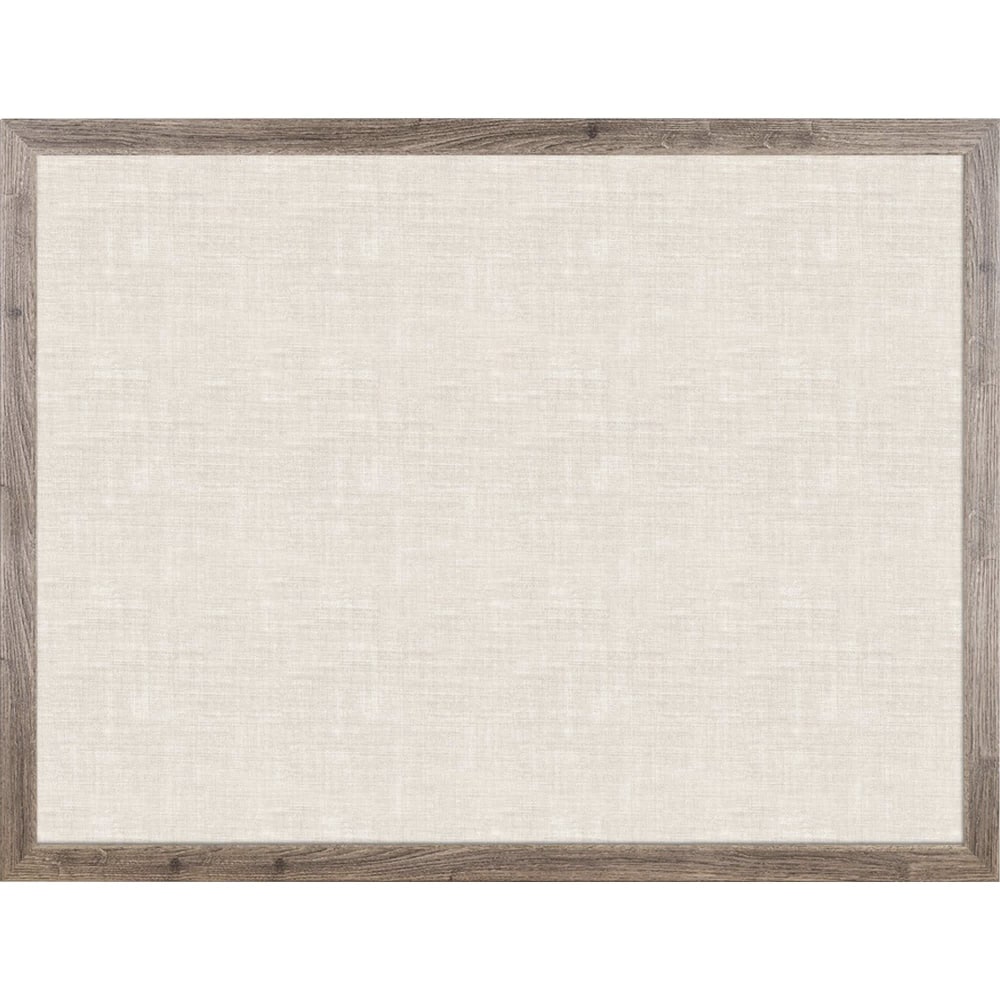 U Brands Linen Bulletin Board, 48in X 36in, Rustic Wood Frame, Actual Size 47in X 35in (4894U00-01)