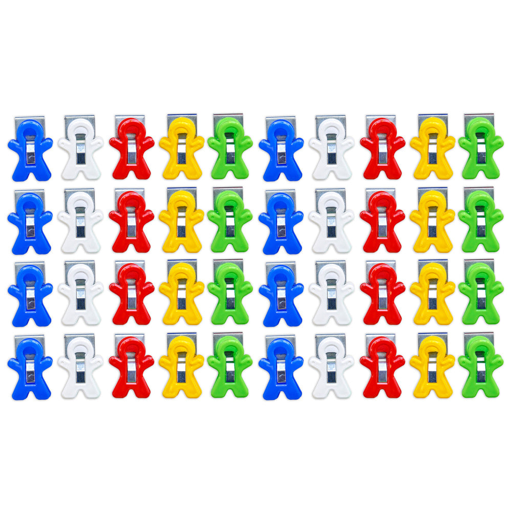 The Pencil Grip Magnet Man Magnetic Clip, Assorted Colors, 40-Piece Bucket