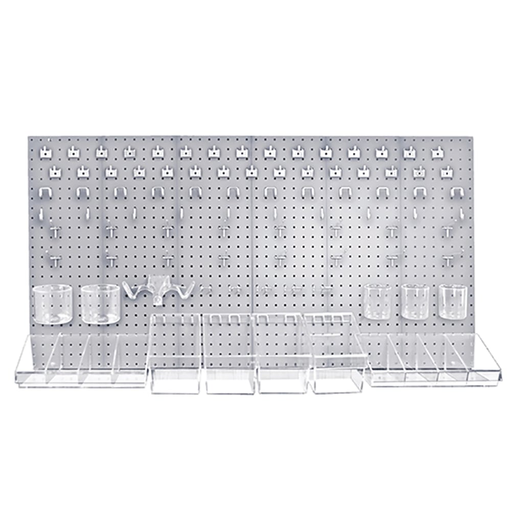 Azar Displays 125-Piece Pegboard Organizer Kit, 24in x 48in, Clear