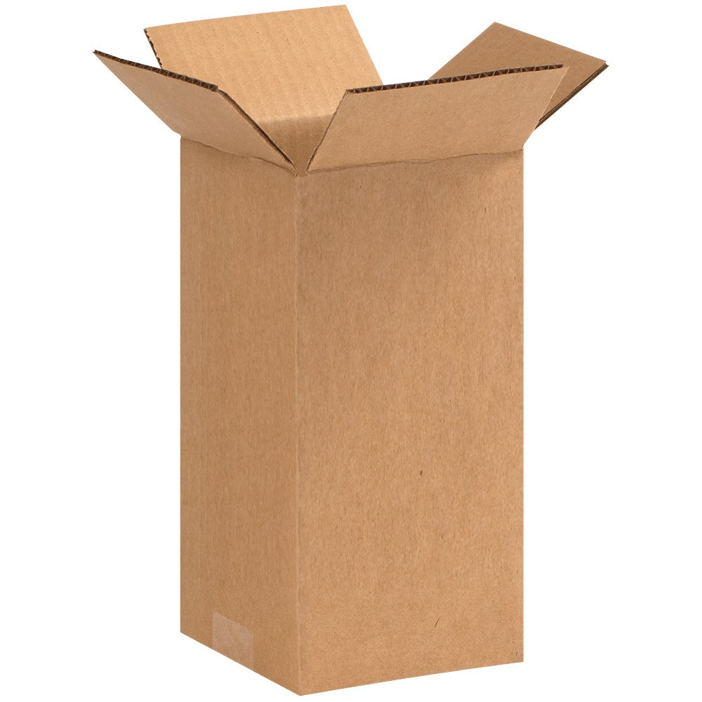 Partners Brand Tall Corrugated Boxes, 4in x 4in x 9in, Kraft, Pack Of 25 Boxes