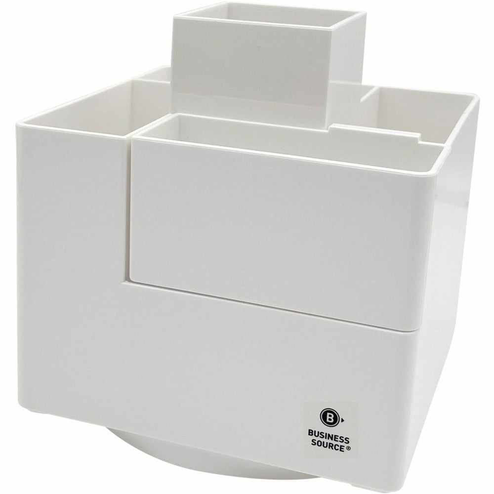 Business Source Modular Rotatable Pen Cup - 6 Compartment(s) - 5.10inx4.70inx 4.70in Depth - Modular, Sturdy, Durable - 11878