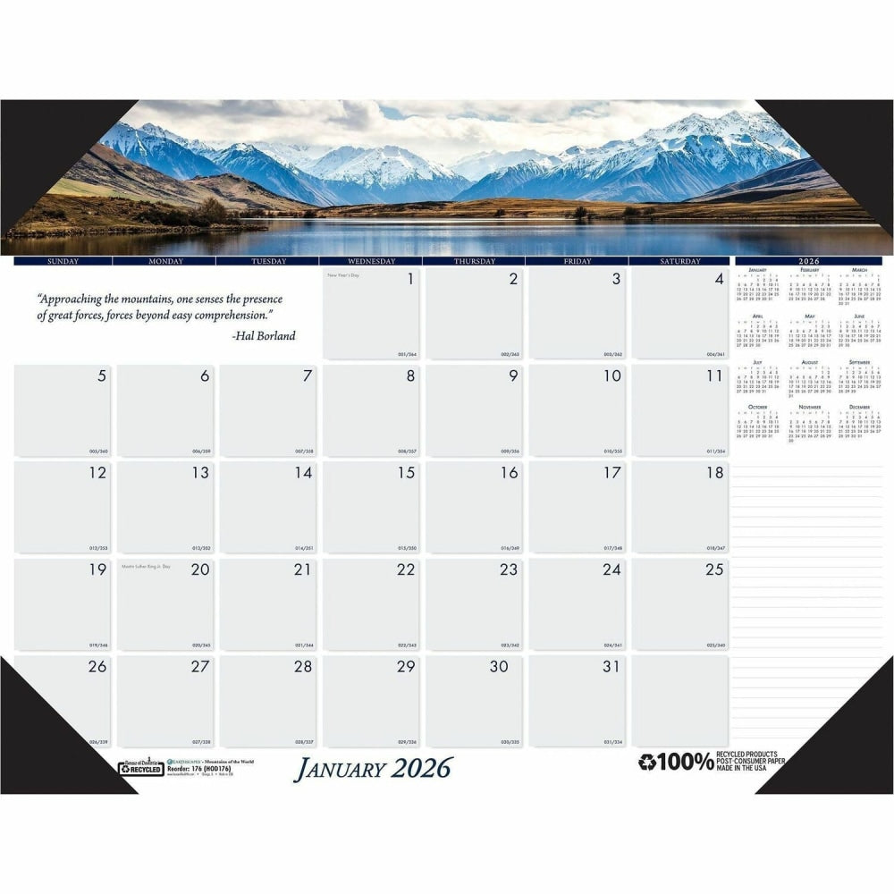 House of Doolittle EarthScapes Mountains Desk Pad - Julian Dates - Monthly- January 2024 - December 2024 - HOD176