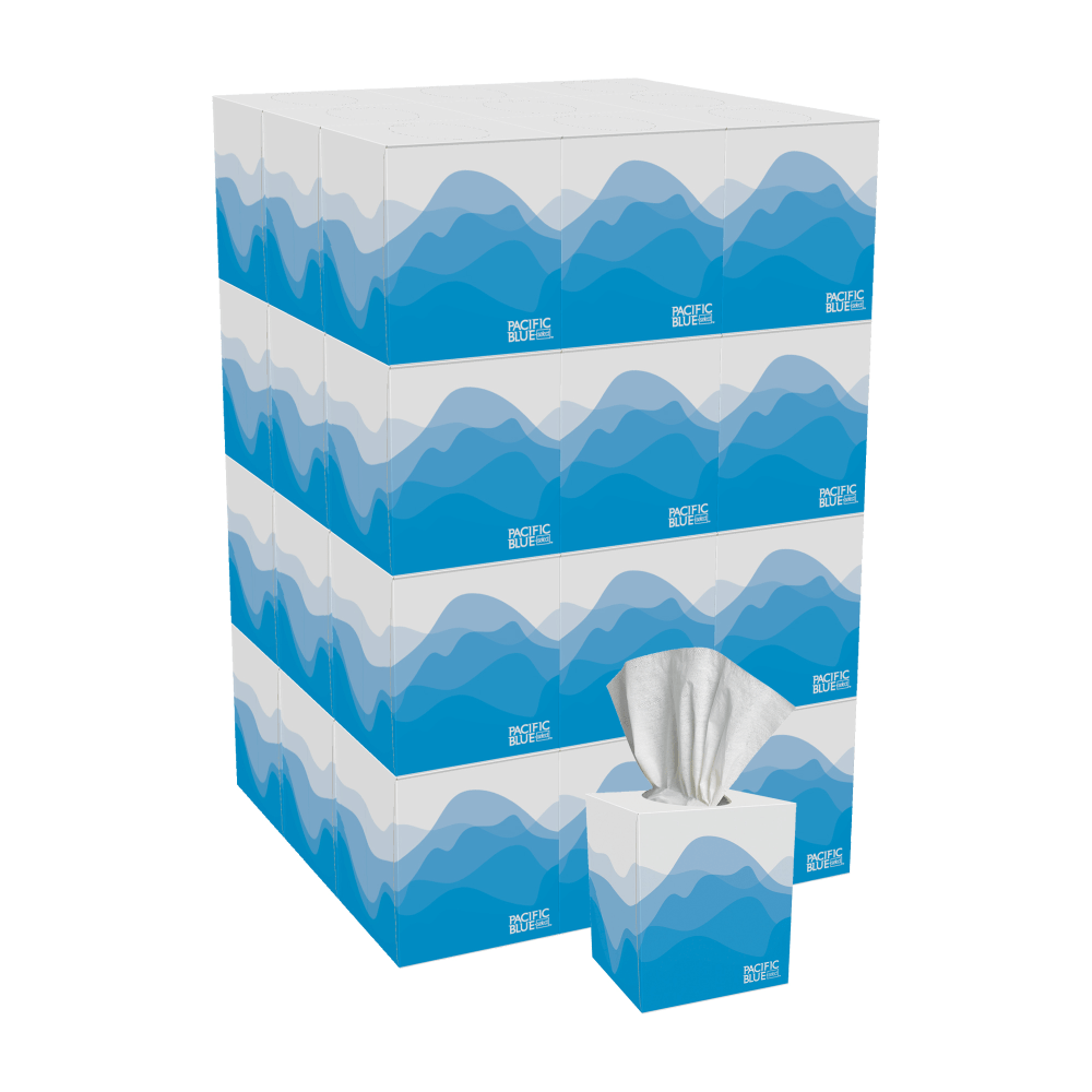 Pacific Blue Select 2-Ply Facial Tissue, Cube Box, White, 10% Recycled Fiber, 36 Boxes Per Case, 100 Tissues Per Box