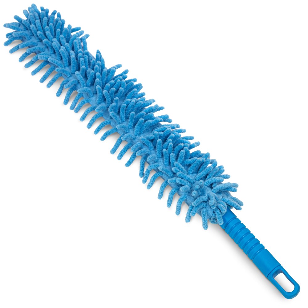 Gritt Commercial Flexible Wand Duster With Microfiber And Chenille Sleeve, 22in, Blue, Pack Of 2 Dusters