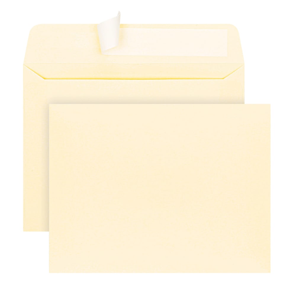 Office Depot Brand Invitation Envelopes, A2, 4-3/8in x 5-3/4in, Clean Seal, Ivory, Box Of 100
