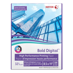 Xerox Bold Digital Printing Paper, 1 Ream, Letter Size (8 1/2inx11in), 100 (U.S.) Brightness, 32 Lb Text (120 gsm), FSC Certified, Ream Of 500 Sheets