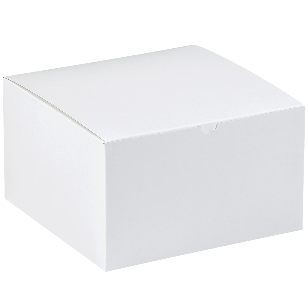 Partners Brand Gift Boxes, 10inL x 10inW x 6inH, 100% Recycled, White, Case Of 50