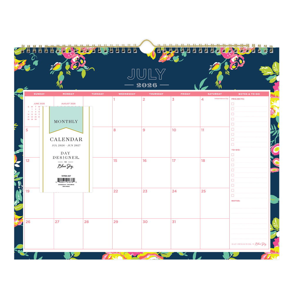 Wall Calendar DD Peyton Navy - 15x12 AY26-27 Monthly Safety Wirebound -