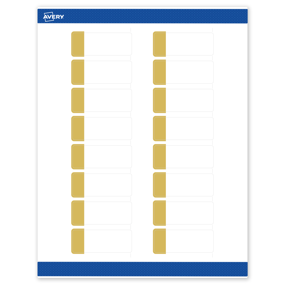 Avery Print-To-The-Edge Labels & Sure Feed, S00-D1N-PRWMP10, 1in x 2-5/8in, Matte White, Preprinted Dipped Gold Edge Design, Pack Of 160