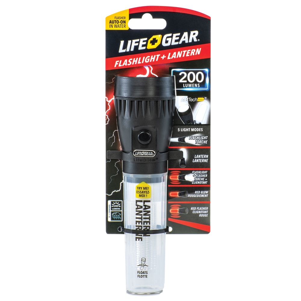 Life+Gear 4W Battery-Powered Non-Rechargeable 200-Lumen Floating Flashlight And Lantern, 2-5/16inH x 2-5/16inW x 8inD, Black