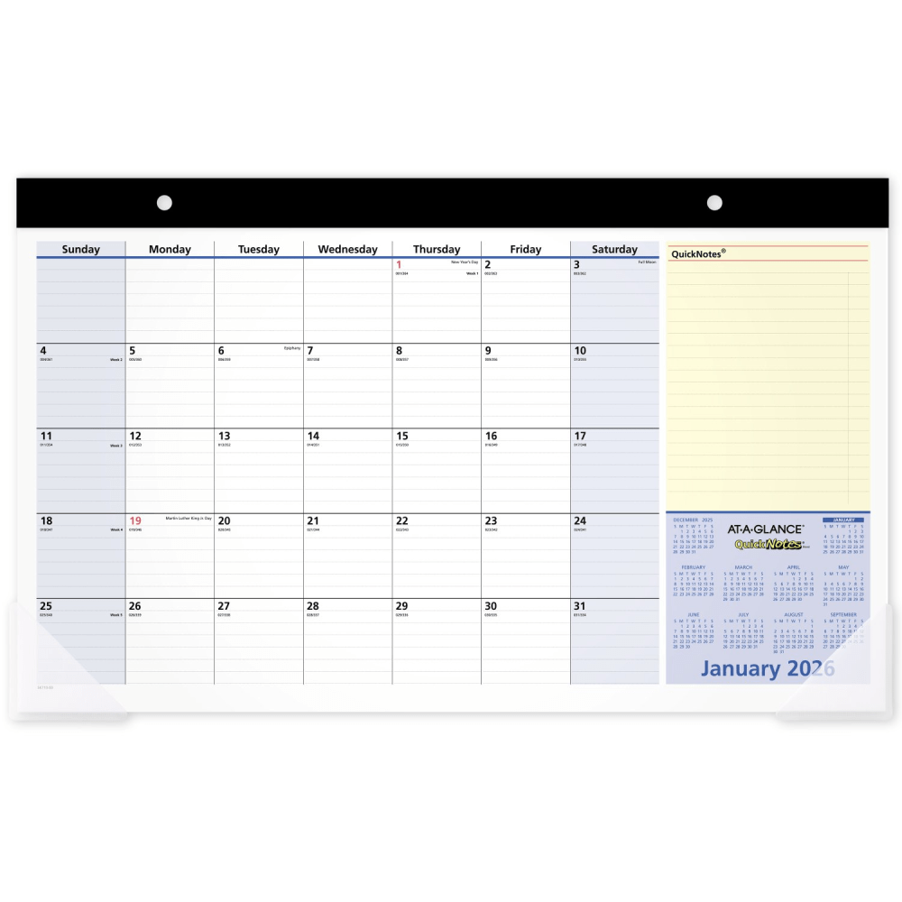 AT-A-GLANCE QuickNotes 2026 Monthly Desk Pad Calendar, Compact, 18in x 11in