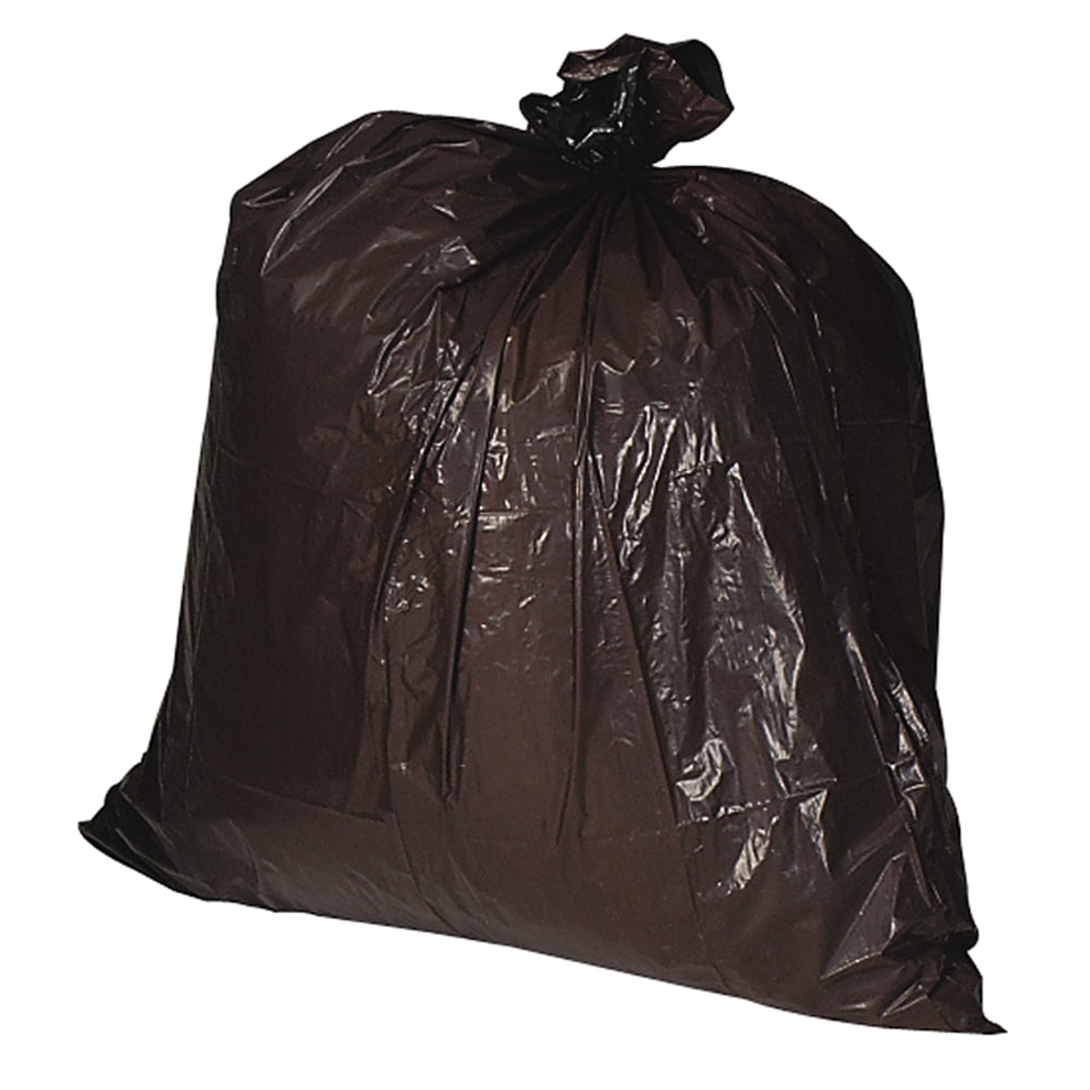 Genuine Joe 1.5 mil Trash Bags, 33 gal, 33inW, Brown, 100 Bags
