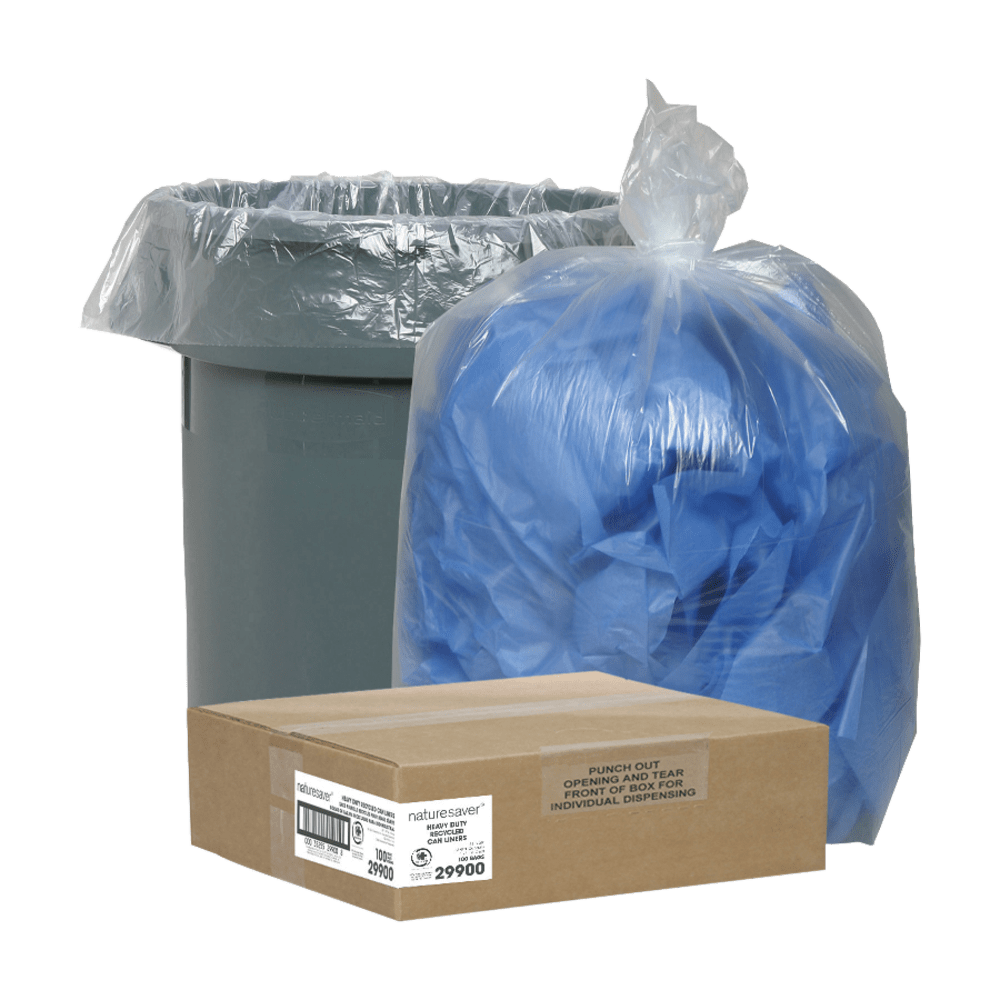Nature Saver Trash Bags, 1.25 mil, 133 Gallon, 30% Recycled, Box Of 100