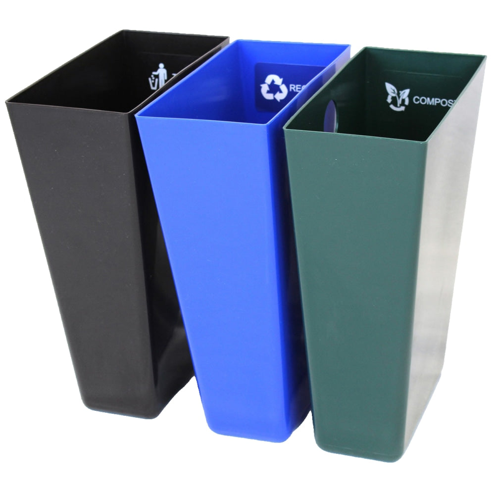 Hospitality Source Replacement Triple Liner Sets, 22-Quart, Green/Black/Blue, Case Of 6 Sets