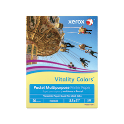 Xerox Vitality Colors Multi-Use Printer & Copy Paper, 1 Ream, Yellow, Letter (8.5in x 11in), 500 Sheets Per Ream, 20 Lb, 30% Recycled