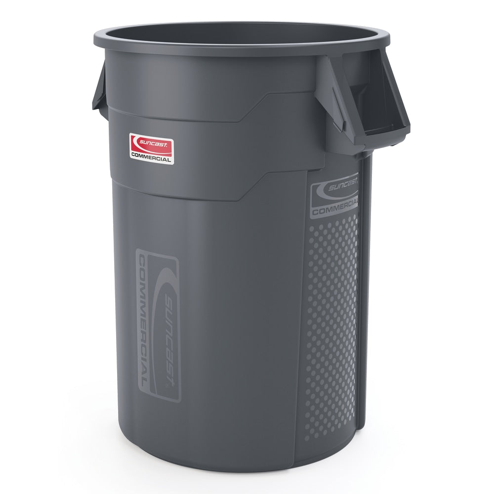 Suncast Commercial Oval HDPE Utility Trash Can, 44 Gallons, Gray