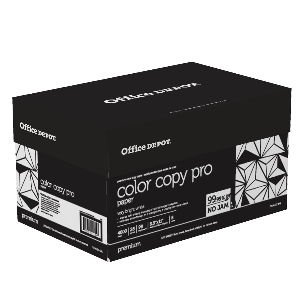 Office Depot Color Copy Paper, 8 Reams, White, Letter (8.5in x 11in), 4000 Sheets Per Case, 28 Lb, 98 Brightness
