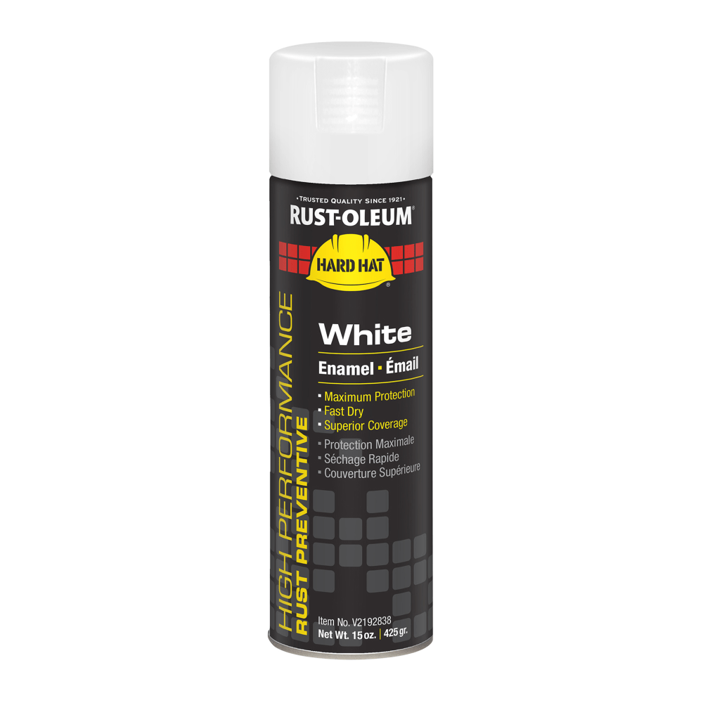 Rust-Oleum Hard Hat High Performance V2100 System Rust Preventive Enamel Spray Paint, 15 Oz, Gloss White, Case Of 6 Cans