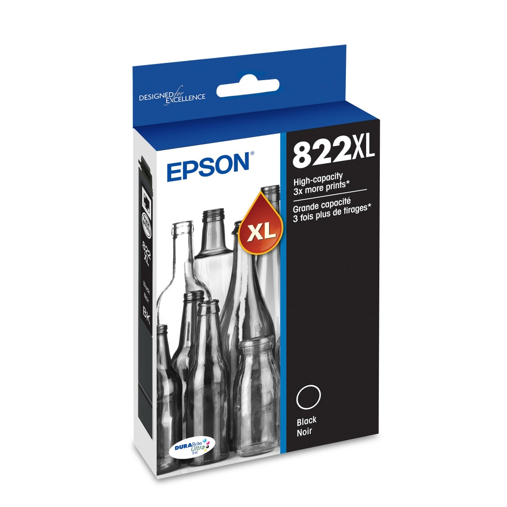 Epson 822XL DuraBrite Black High-Yield Ink Cartridge, T822XL120-S