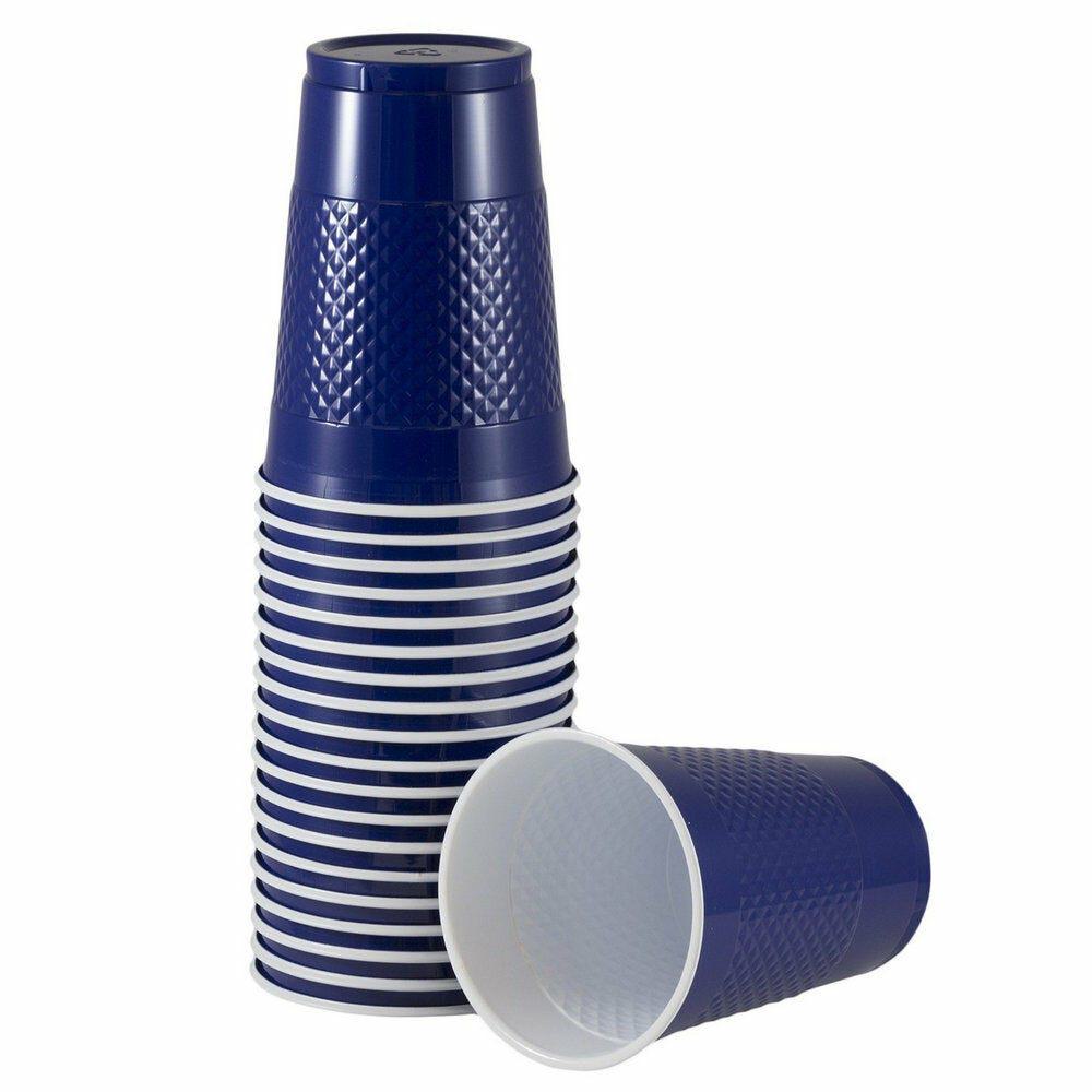 JAM PAPER Plastic Party Cups, 16 oz, Navy Blue, 20 Glasses/Pack