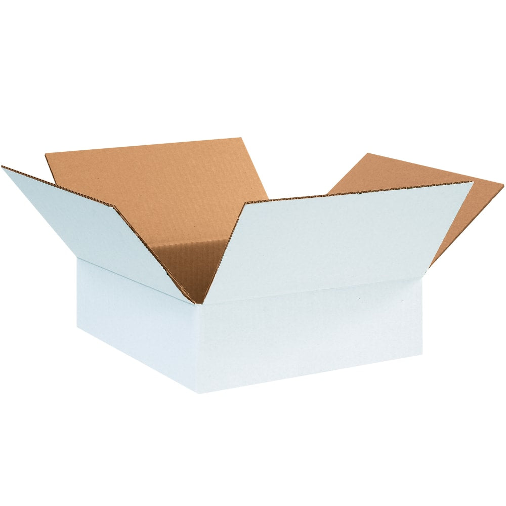 Partners Brand Corrugated Boxes, 12in x 12in x 4in, White, Pack Of 25 Boxes