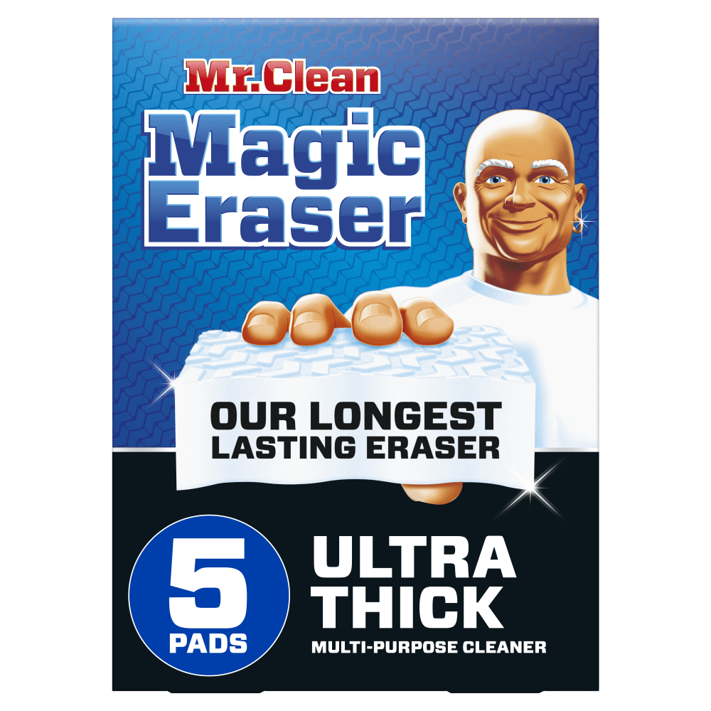 Mr. Clean Magic Eraser Sponges, 2-5/16in x 4-5/8in, White, Pack Of 5 Sponges