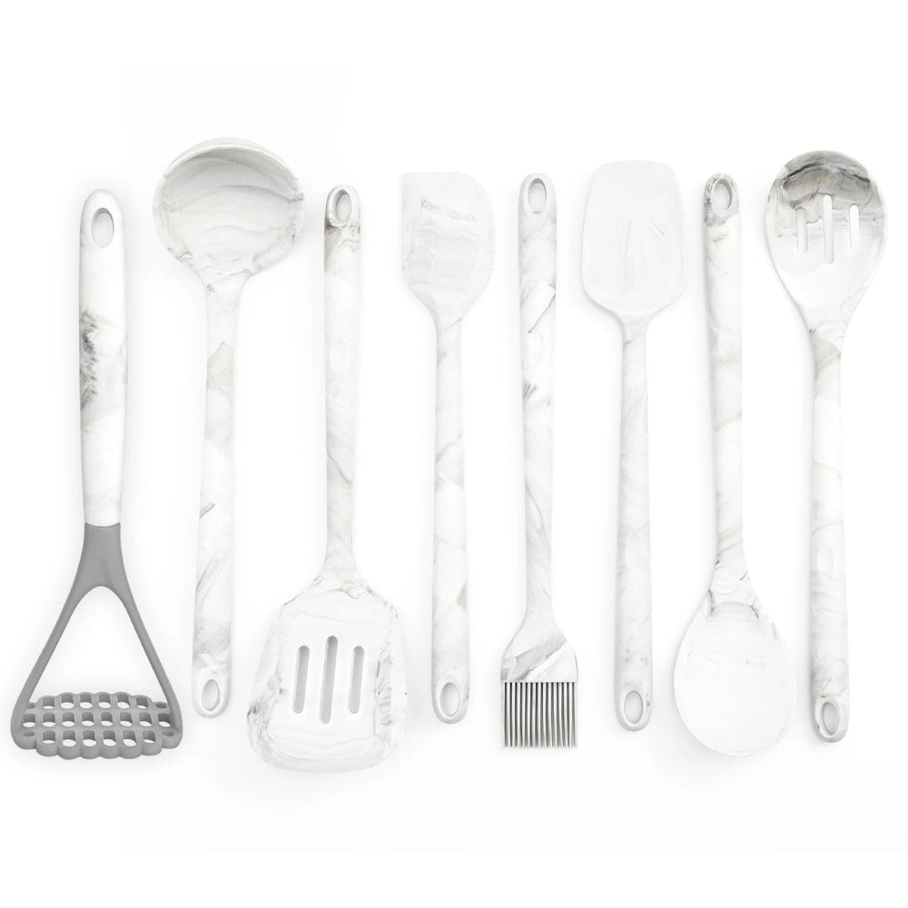 Better Houseware 8-Piece Silicone Utensils Set, White Marble
