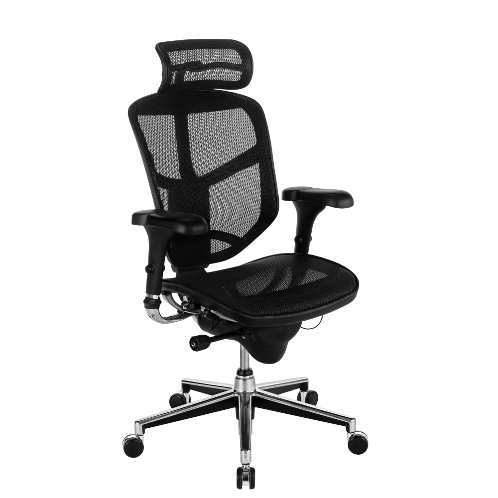 WorkPro Quantum 9000 Series Ergonomic Mesh Adjustable-Back Office Chair With Headrest, Black, BIFMA Compliant