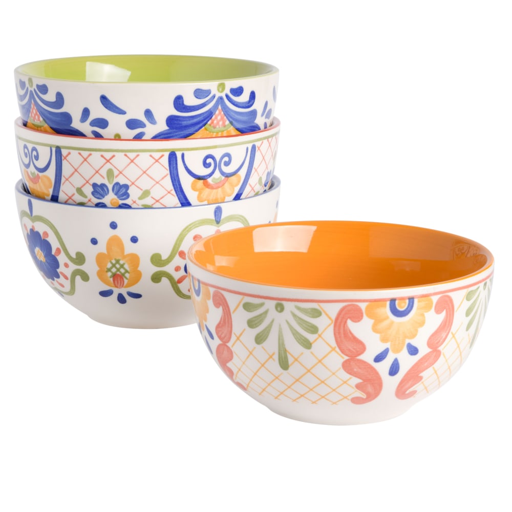 Laurie Gates Tierra 4 Piece Bowl Set, 6in, Assorted Colors