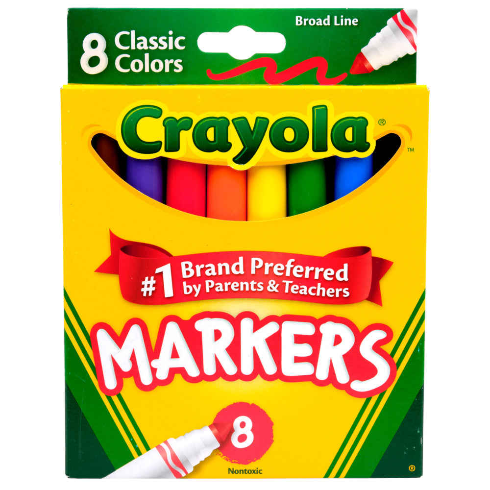 Crayola Broad Line Markers, Assorted Classic Colors, Pack Of 8