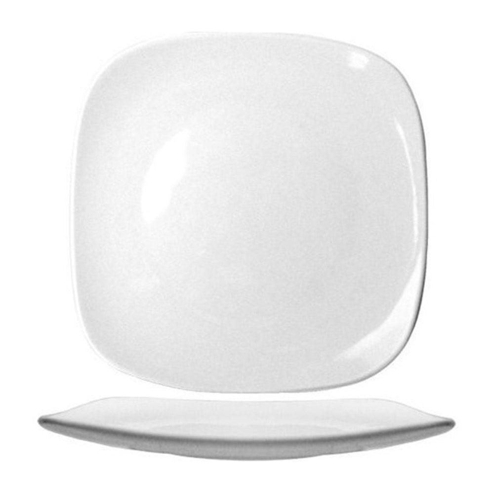 International Tableware Quad Square Fine Porcelain Plates, 9-3/4in, White, Set Of 24 Plates
