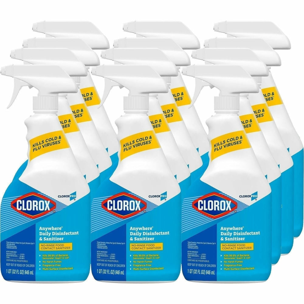 CloroxPro Anywhere Daily Disinfectant And Sanitizer, 32 fl oz (1 quart), 2 / Pallet