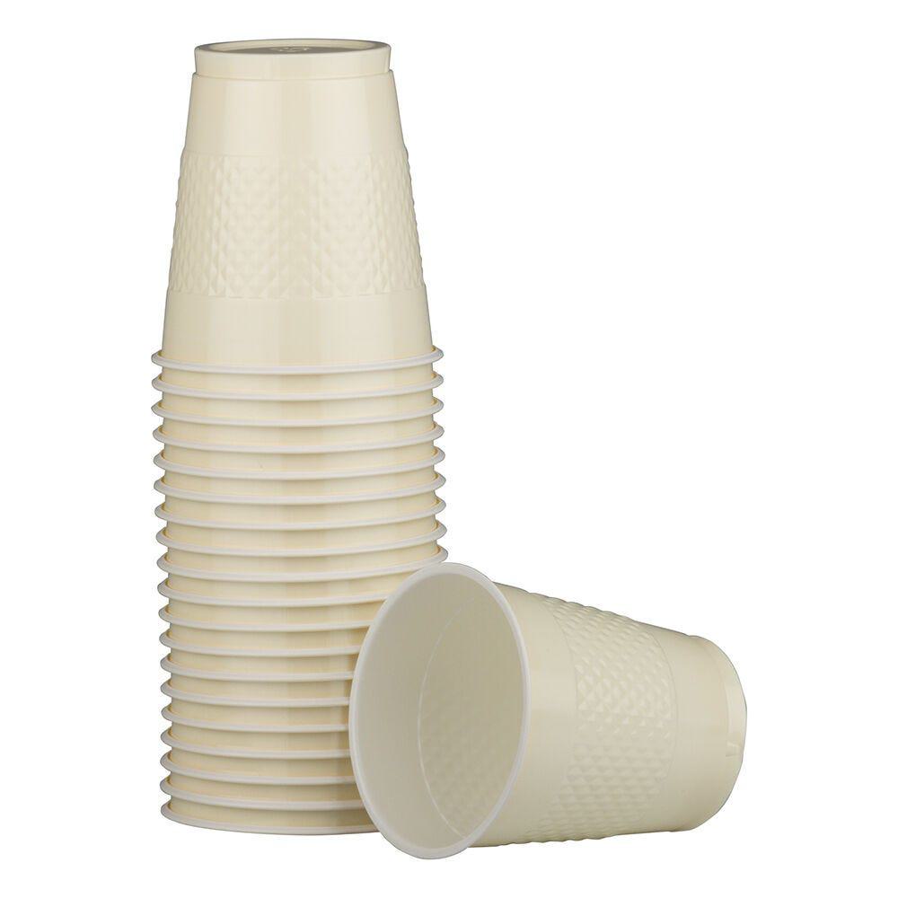 JAM PAPER Plastic Party Cups, 12 oz, Ivory, 20 Glasses/Pack