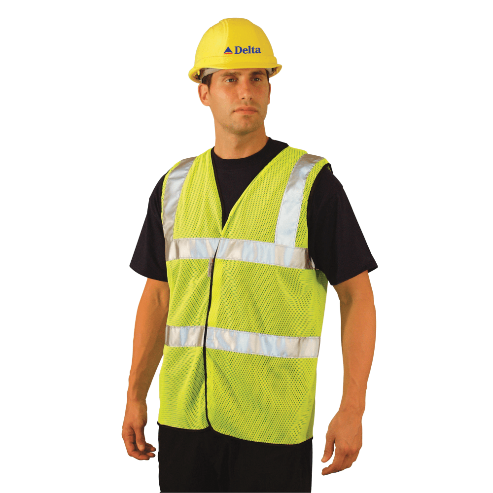 Class 2 Mesh Vests with 3M Scotchlite Reflective Tape, Medium, Hi-Viz Yellow