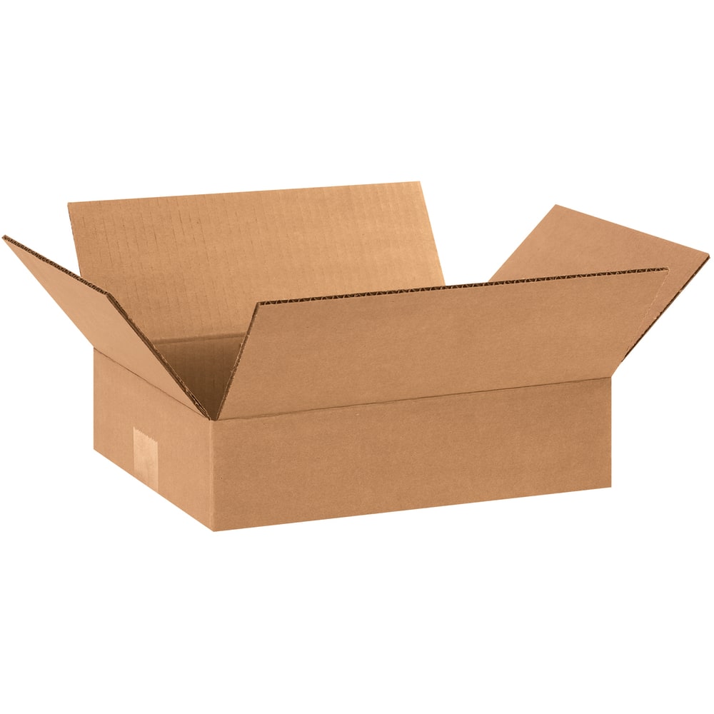 Partners Brand Flat Corrugated Boxes, 12in x 9in x 3in, Kraft, Pack Of 25
