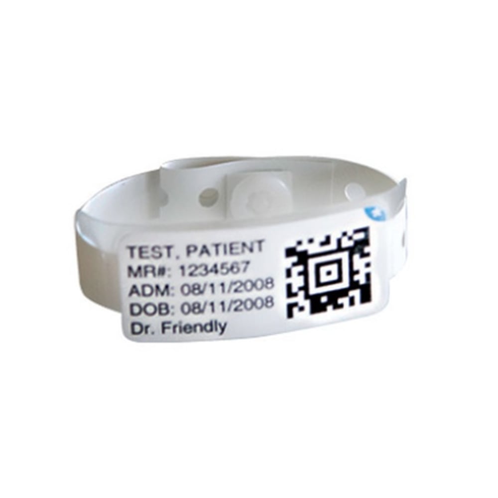 Zebra Soft Vinyl Infant Wristbands With Self-Locking Adjustable Closures, 8.5in x 0.4in, White, Case of 250 Wristbands